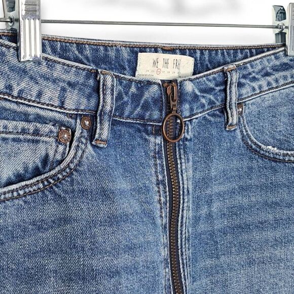 Free People We The Free Zip it Up Denim Mini Skirt size 26 - Picture 3 of 7